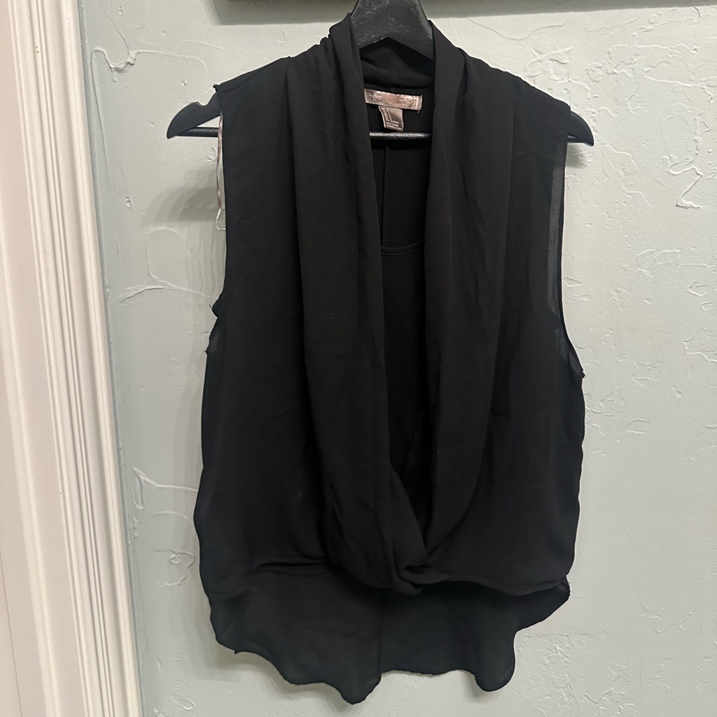 Forever 21 Black Draped Sleeveless Blouse